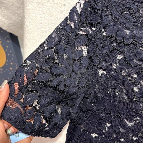 LOFT Womens Tops Size S Navy Lace Short Sleeve - Picture 4 of 6
